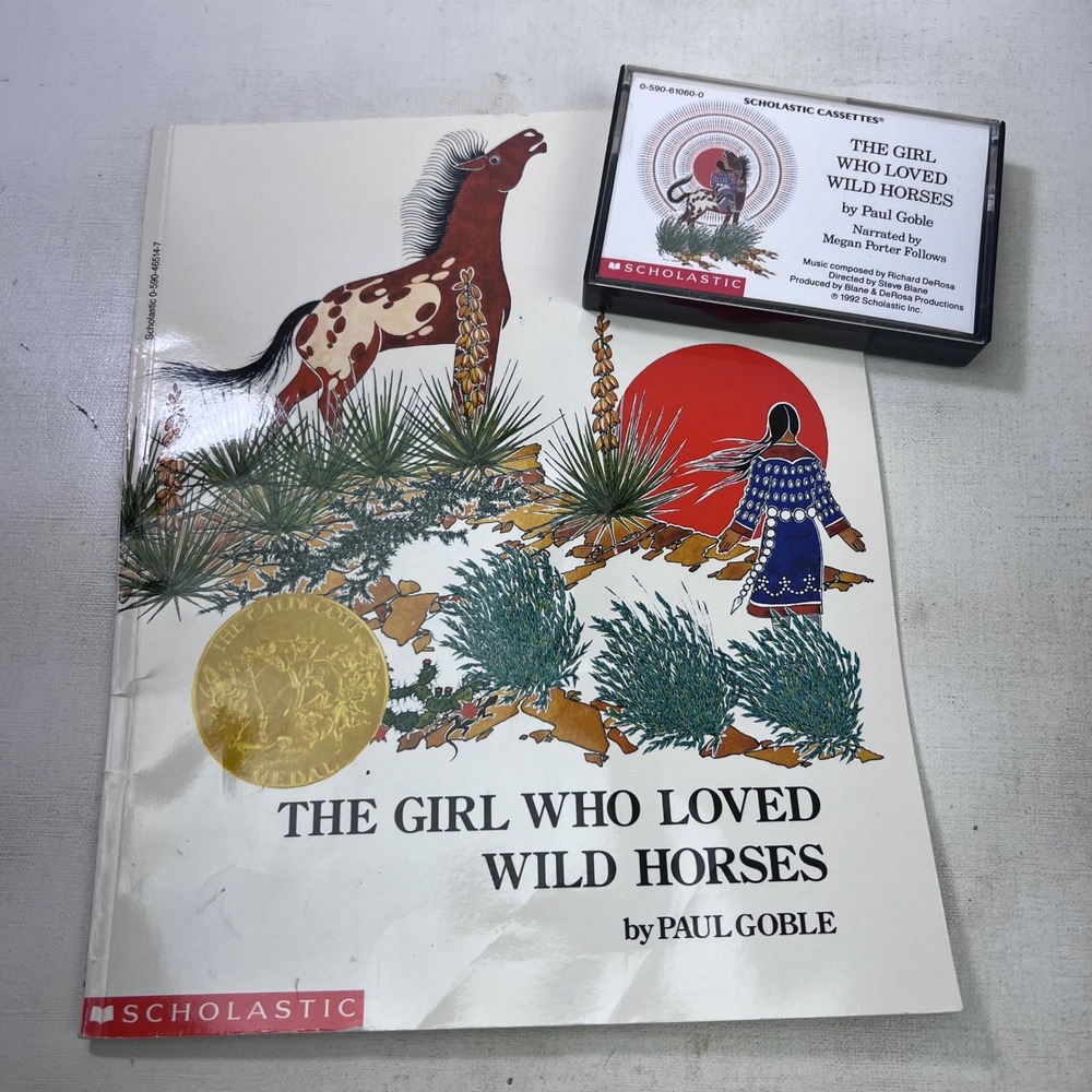 The Girl Who Loved Wild Horses Paul Goble Book and Cassette Scholastic Vintage